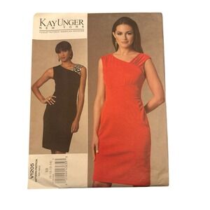 Vogue Sewing Pattern V1205 Kay Unger Misses Dress Tapered Fitted Size  8 - 14